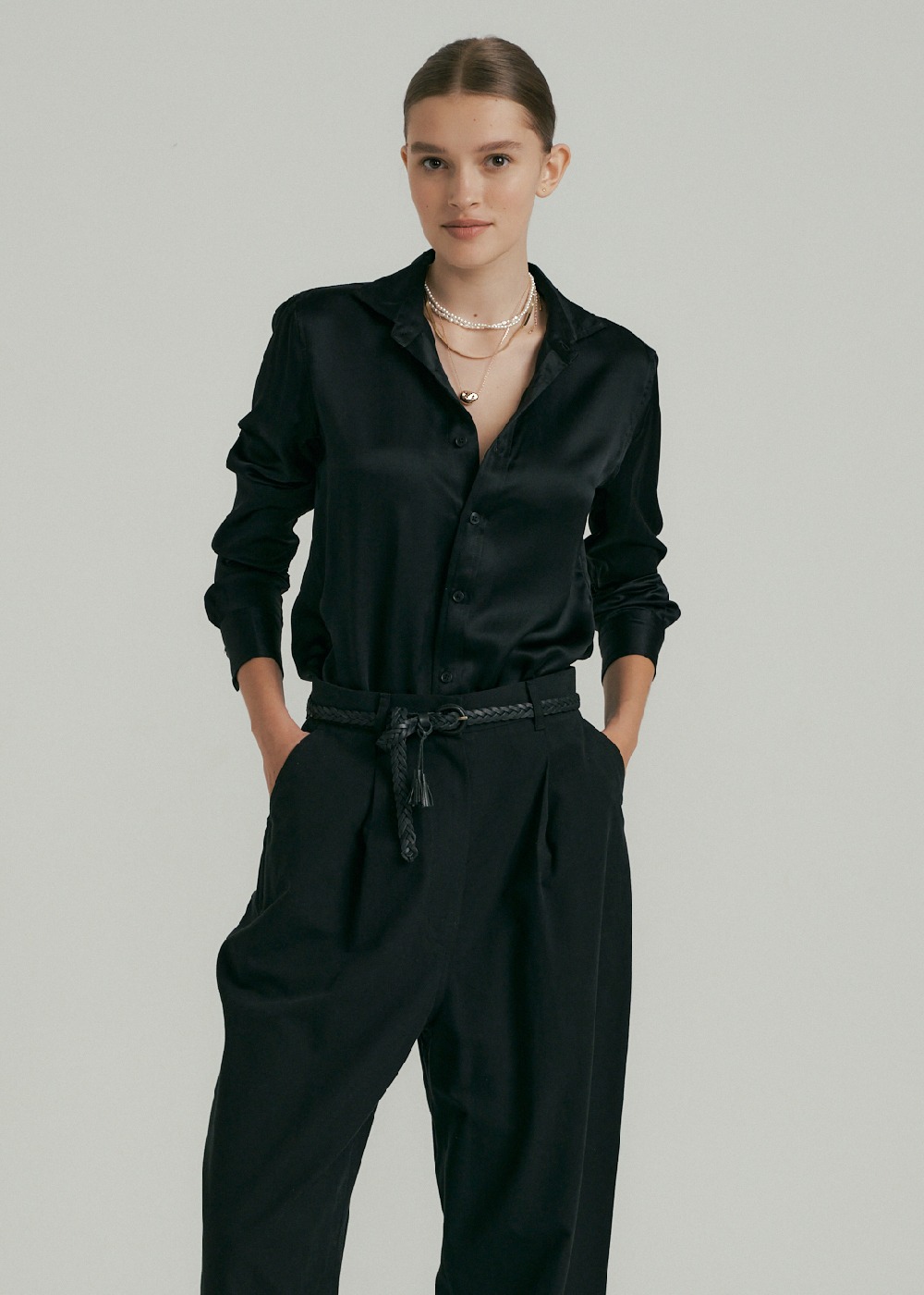 블레어 실크 셔츠 Blair Silk Shirt - Black