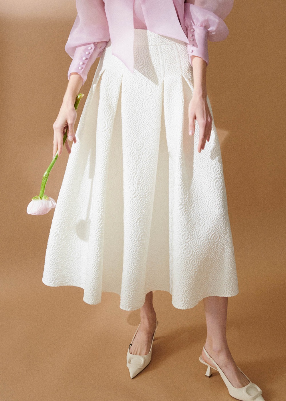 [5차 리오더] 로지 자카드 플레어 스커트 Rosie Jacquard Flare Skirt - Cream