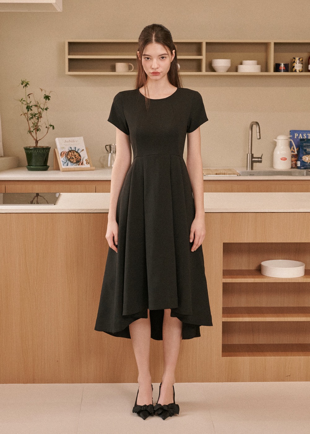 베카 하프 슬리브 롱 드레스 Becca Half Sleeve Long Dress - Black