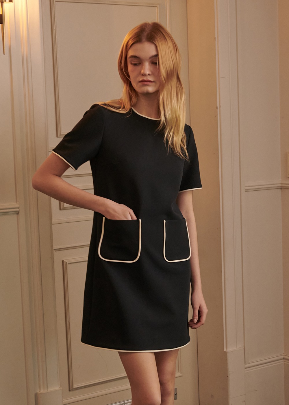 [원데이 특가세일 60%]  벨라 라이닝 드레스 Bella Half-Sleeve Lining Dress - Black