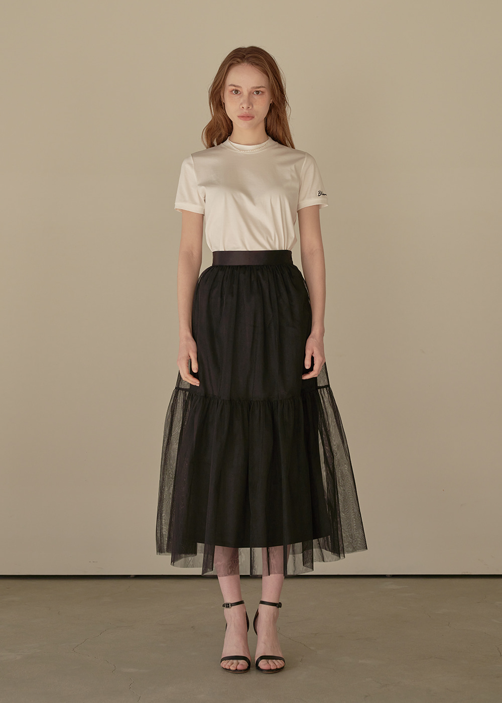 플리츠 튤 스커트 Pleated Tulle Skirt - Black