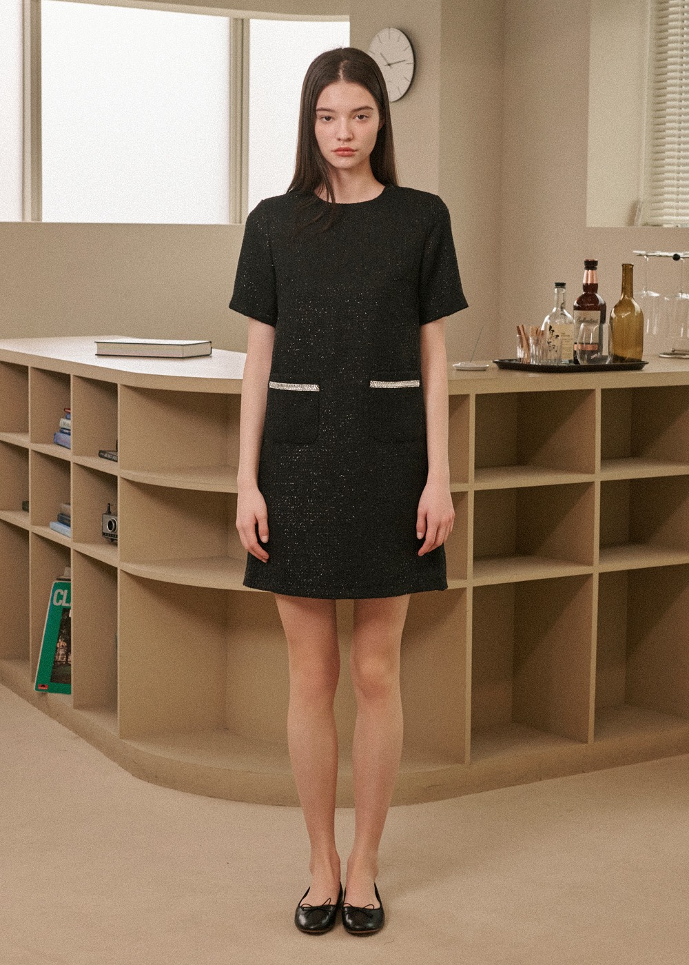 [프리오더 15%할인, 5/10일 배송] 미니 트위드 시퀸 드레스 Mini Tweed Sequin Dress - Black