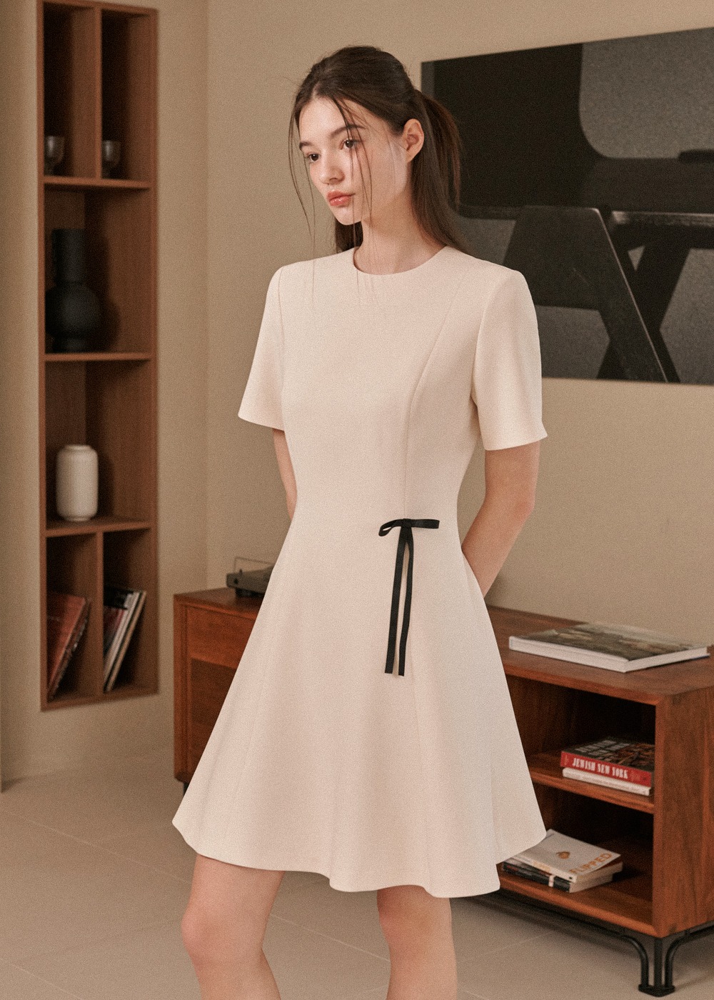 [프리오더 15%할인, 5/10일 배송] 세실 하프 슬리브 숏 드레스 Cecile Half Sleeve Dress - Ivory